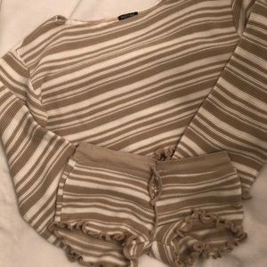 BRAND NEW Nasty Gal striped beige pajamas set 😍😍